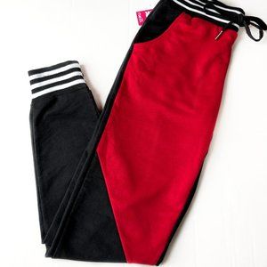 NWT Most wanted joggers red black split leg